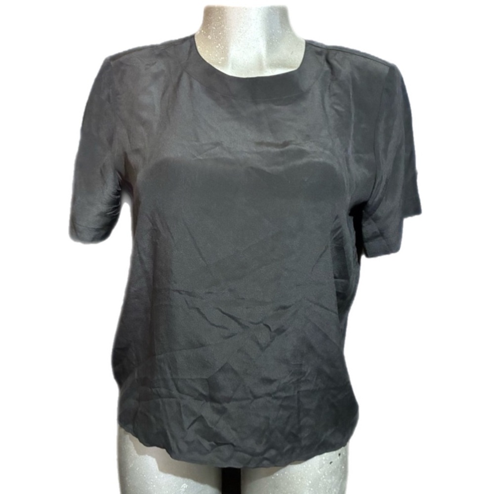 Vintage Anna & Frank 100% Silk Black Blouse Top Classic Minimalist Medium Basics - Picture 3 of 8